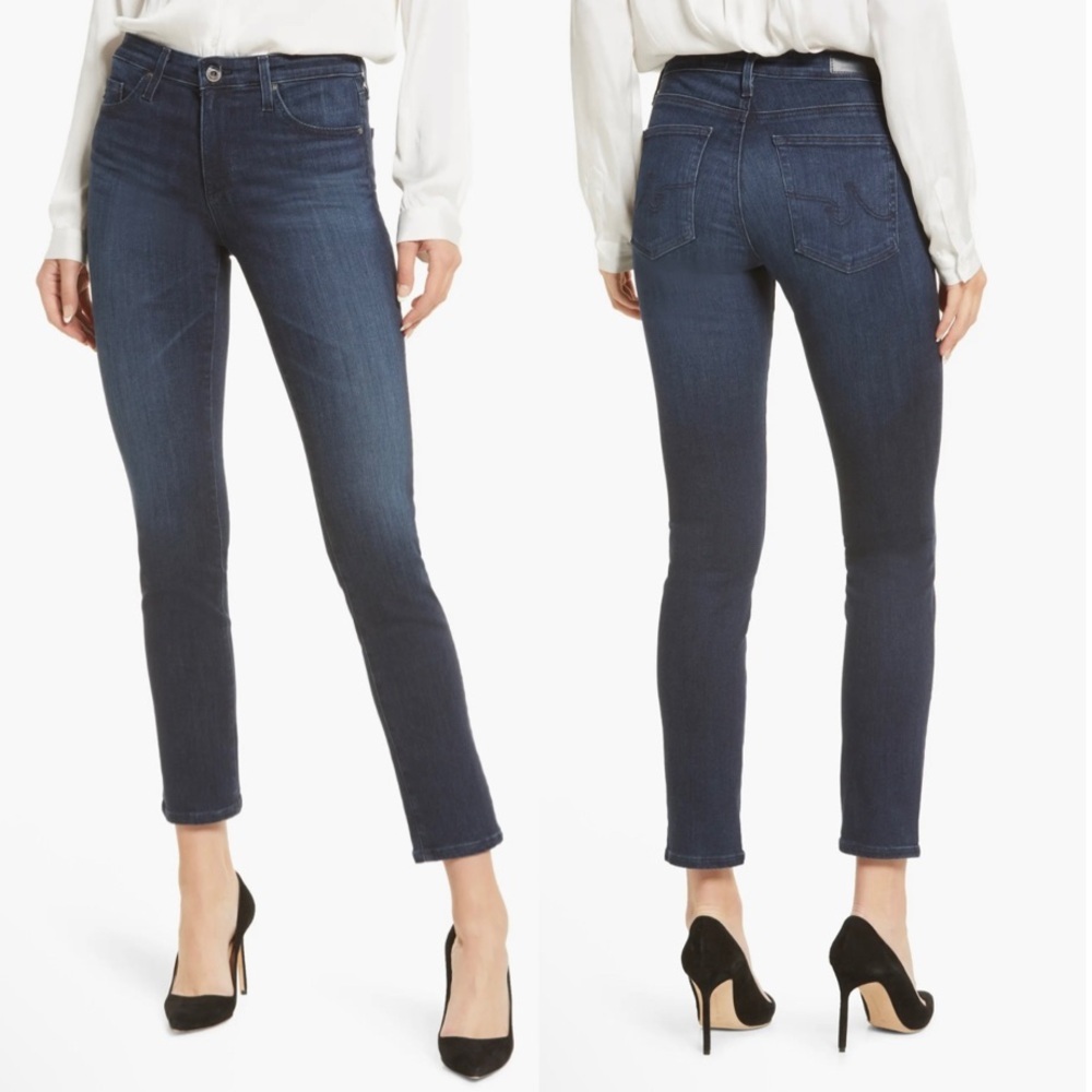 AG Adriano Goldschmied Prima Ankle Cigarette Ankle Jeans in Dark Wash. Wash 24R